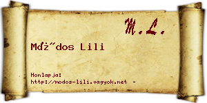 Módos Lili névjegykártya